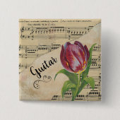 Guitar Elegant Tulip — Specificaties Vierkante Button 5,1 Cm (Voorkant)