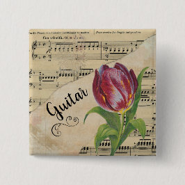 Guitar Elegant Tulip  — Specificaties Vierkante Button 5,1 Cm
