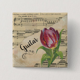 Guitar Elegant Tulip — Specificaties Vierkante Button 5,1 Cm