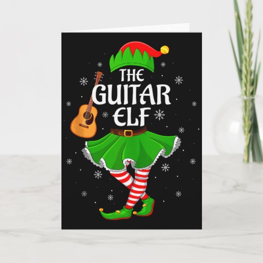 Guitar Elf Christmas Family Girls Women Elf Squad  Kaart (Voorkant)