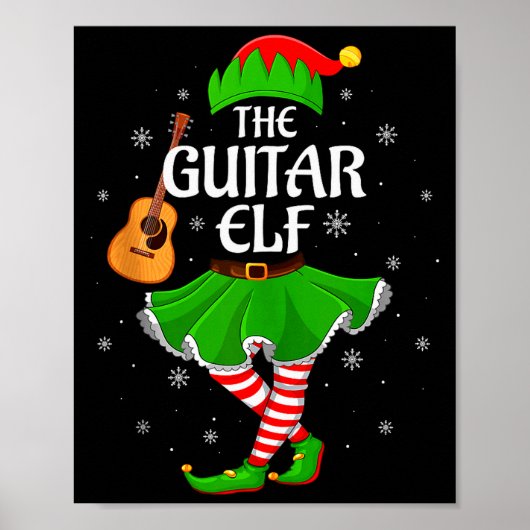 Guitar Elf Christmas Family Girls Women Elf Squad  Poster (Voorkant)