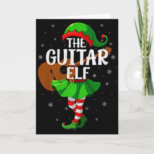 Guitar Elf Christmas Girls Women Elf Squad Xmas Fa Kaart (Voorkant)