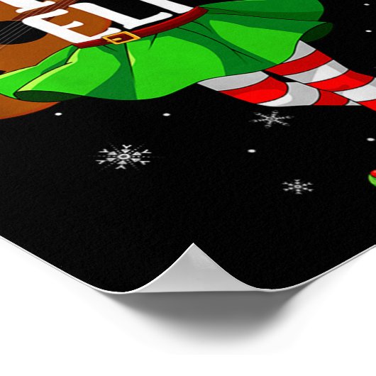 Guitar Elf Christmas Girls Women Elf Squad Xmas Fa Poster (Hoek)