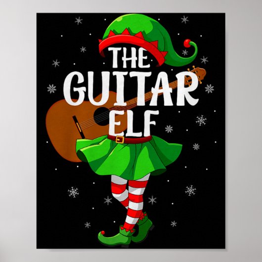 Guitar Elf Christmas Girls Women Elf Squad Xmas Fa Poster (Voorkant)