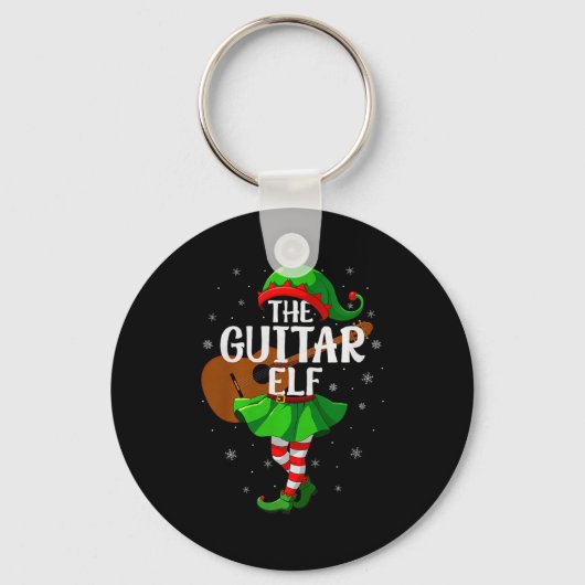 Guitar Elf Christmas Girls Women Elf Squad Xmas Fa Sleutelhanger (Voorkant)
