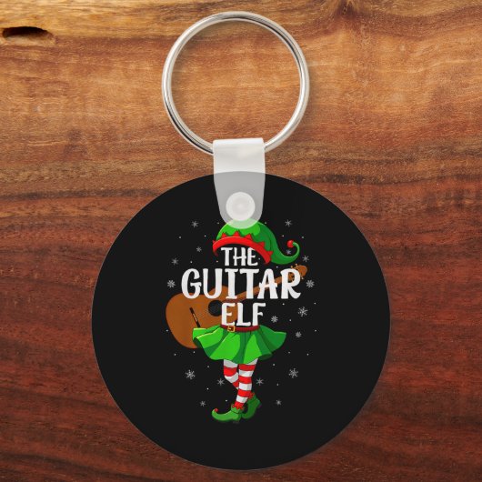 Guitar Elf Christmas Girls Women Elf Squad Xmas Fa Sleutelhanger (Voorkant)