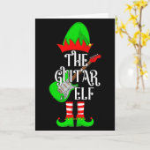 Guitar Elf Christmas Pajamas Matching Family Elf S Kaart (Gele Bloem)
