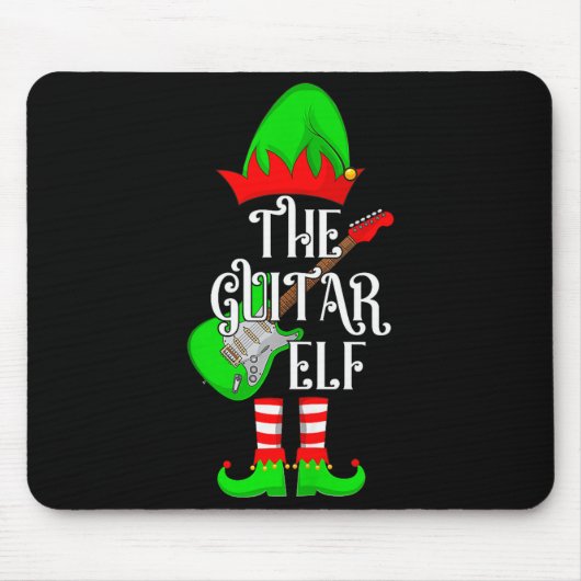 Guitar Elf Christmas Pajamas Matching Family Elf S Muismat (Voorkant)
