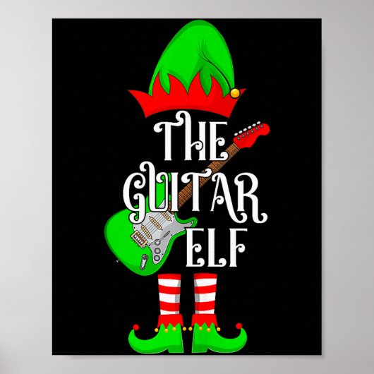 Guitar Elf Christmas Pajamas Matching Family Elf S Poster (Voorkant)