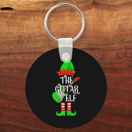 Guitar Elf Christmas Pajamas Matching Family Elf S Sleutelhanger (Voorkant)