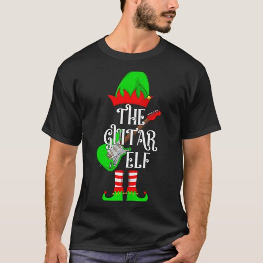 Guitar Elf Christmas Pajamas Matching Family Elf S T-shirt (Voorkant)