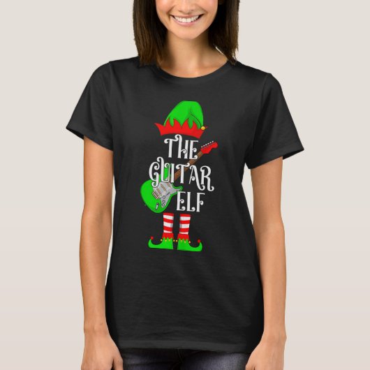 Guitar Elf Christmas Pajamas Matching Family Elf S T-shirt (Voorkant)