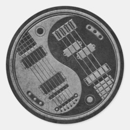 Guitar en Bass Yin Yang met donkere textuur Ronde Sticker