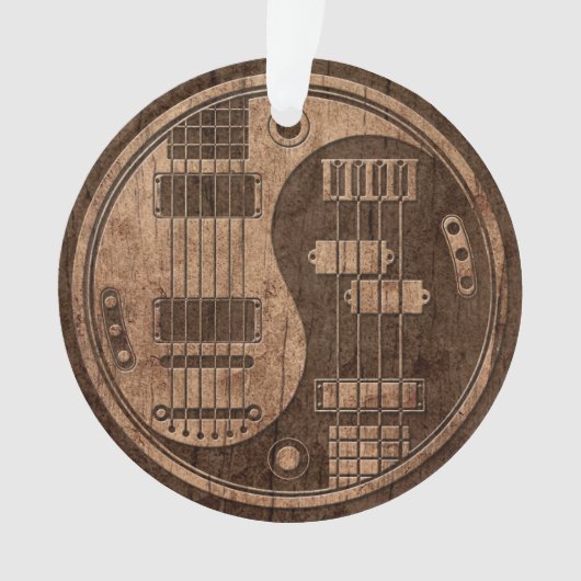 Guitar en Bass Yin Yang met het effect van hout Ornament (voorkant)