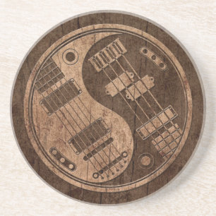 Guitar en Bass Yin Yang met het effect van hout Zandsteen Onderzetter