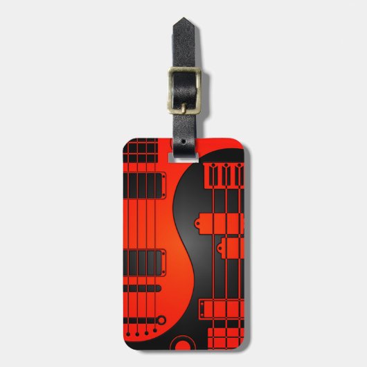 Guitar en Bass Yin Yang Red en Black Bagagelabel (Voorkant verticaal)