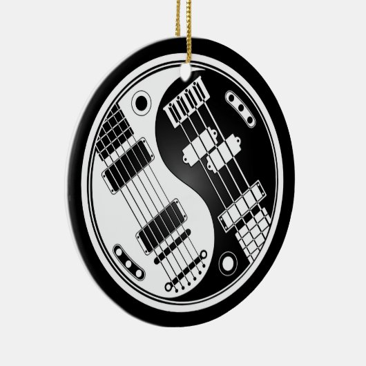 Guitar en Bass Yin Yang White en Black Keramisch Ornament (Rechts)