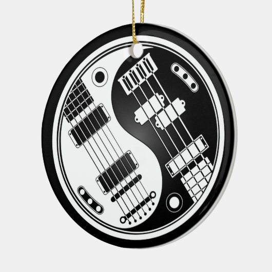 Guitar en Bass Yin Yang White en Black Keramisch Ornament (Links)