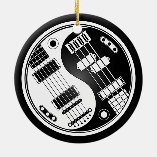 Guitar en Bass Yin Yang White en Black Keramisch Ornament (Achterkant)