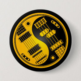 Guitar en Bass Yin Yang Yellow en Black Ronde Button 7,6 Cm