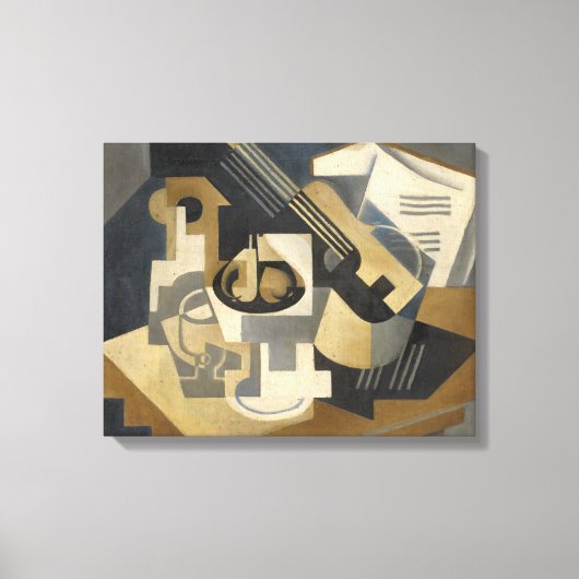 Guitar en Fruit Bowl op tafel, 1918 Canvas Afdruk (Voorkant)