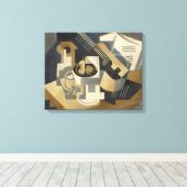 Guitar en Fruit Bowl op tafel, 1918 Canvas Afdruk (Insitu (Houten vloer))