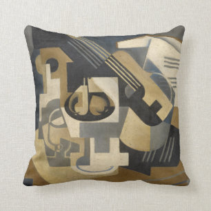 Guitar en Fruit Bowl op tafel, 1918 Kussen