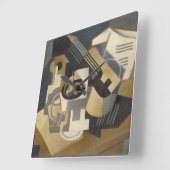 Guitar en Fruit Bowl op tafel, 1918 Vierkante Klok (Hoek)