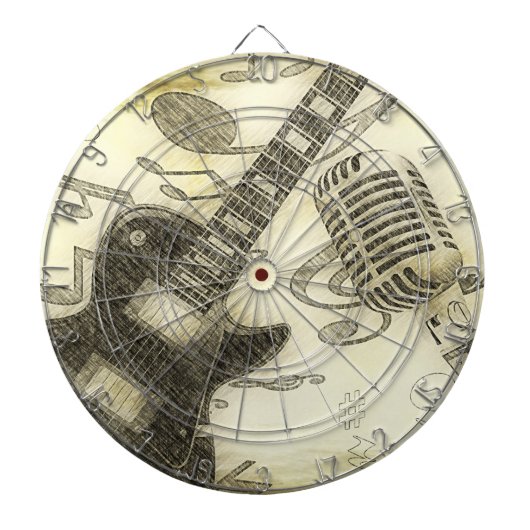 Guitar en Microphone Dart Board Dartbord (Voorkant)