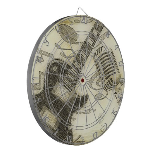 Guitar en Microphone Dart Board Dartbord (Voorkant Links)