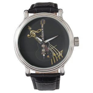 Guitar en Music Score Watch Horloge