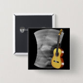 Guitar en muziekblad vierkante button 5,1 cm (Voorkant /achterkant)