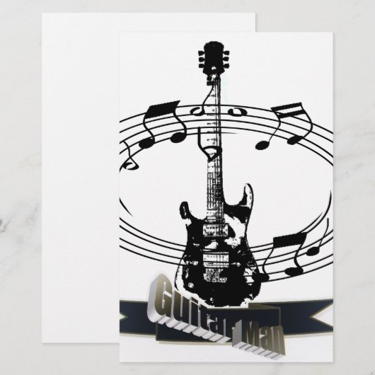 Guitar en Muzieknoten Briefpapier (Voorkant / Achterkant)