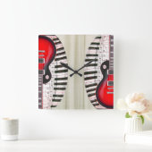 Guitar en Piano Clock Vierkante Klok (Huis)
