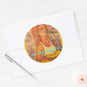 Guitar Fanatic Girl Ronde Sticker (Envelop)