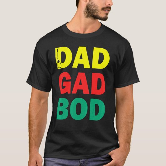 Guitar Father Figuur Pa Bod Day Dadgadbod Guitar T-shirt (Voorkant)