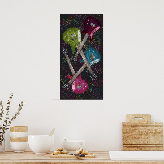 Guitar fetti, Copyright Karen J Williams Poster (Keuken)