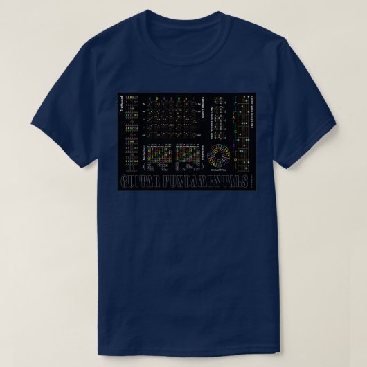 Guitar Fundamentals Chords Fifths Fretboard CAGED T-shirt (Design voorkant)