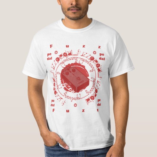 Guitar Fuzz Pedal, Red White Collage T-shirt (Voorkant)