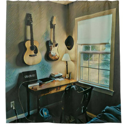 Guitar gifts for girlfriend douchegordijn (Voorkant)