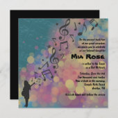 Guitar Girl Bat Bar Mitzvah uitnodiging (Voorkant / Achterkant)