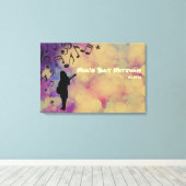 Guitar Girl Bat Mitzvah Sign-In Board Canvas Afdruk (Insitu (Houten vloer))