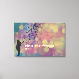 Guitar Girl Bat Mitzvah Sign-In Board Canvas Afdruk