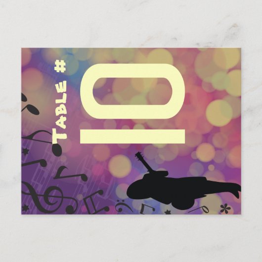 Guitar Girl Bat Mitzvah Table Kaart (Voorkant)