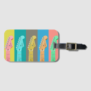 Guitar Girl modern pastel kleurrijke muziek Bagagelabel