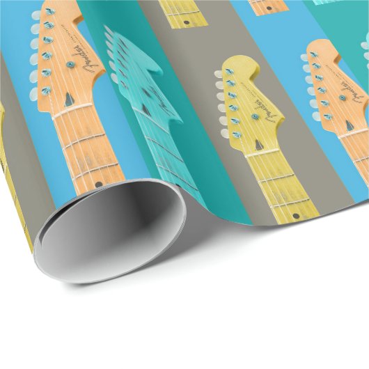 Guitar Girl modern pastel kleurrijke muziek Cadeaupapier (Rol Hoek)