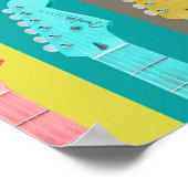 Guitar Girl modern pastel kleurrijke muziek Poster (Hoek)