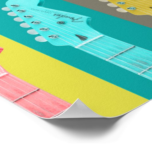 Guitar Girl modern pastel kleurrijke muziek Poster (Hoek)