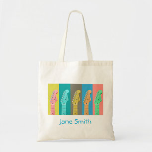 Guitar Girl modern pastel kleurrijke muziek Tote Bag