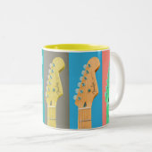 Guitar Girl modern pastel kleurrijke muziek Tweekleurige Koffiemok (Voorkant rechts)